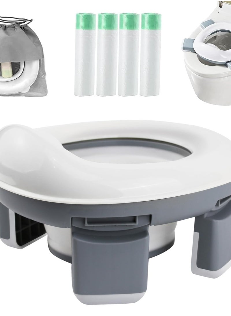 Excefore 2-in-1 Portable Travel Potty, Foldable Toddler Travel Potty with Storage, Convenient Emergency Toilet for Car and Outdoor Use (Grey)  - Image 1