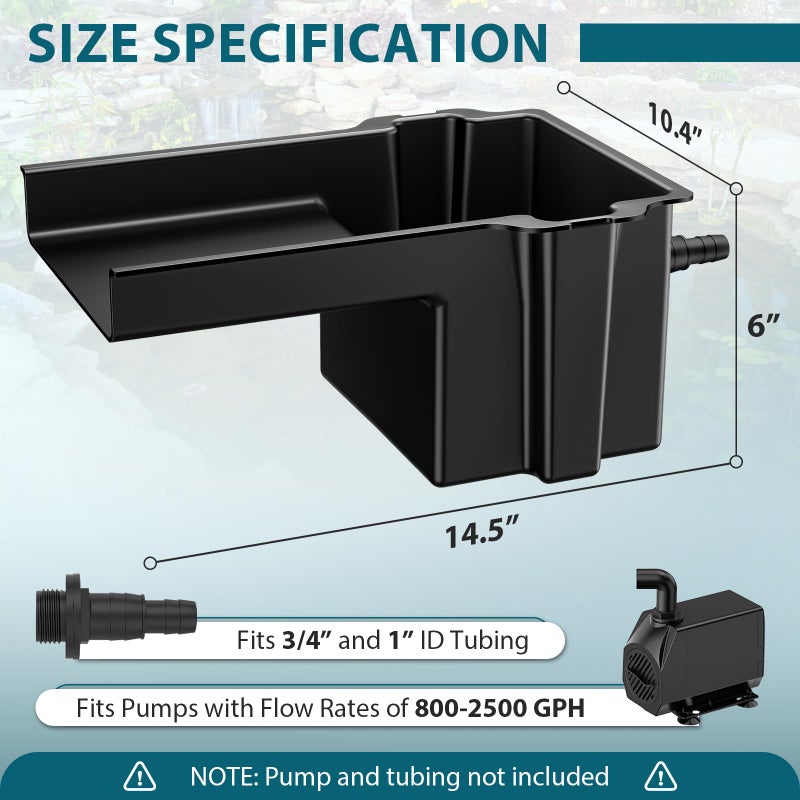 3 BUZZLETT Buzzlett Waterfall Spillway with 8 inch Wide Weir, Smooth Flow Pond Waterfall Box, Easy Installation, Durable Construction, Long-Lasting for Outdoor, Ideal for Gardens, Pond Water Features and Streams - Image 3