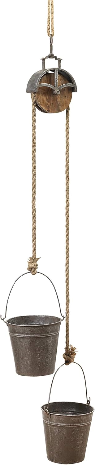 Gerson GIL 445InH Metal Pulley wBuckets Spring 10InL x 10InW x 4449InH Silver - Image 1