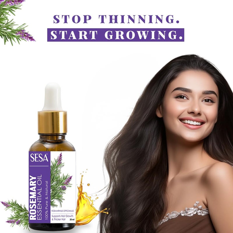 Sesa Rosemary Essential Oil For Hair Growth Nourishes Skin Hair Fall Control Oil For Women and Men 100 Pure Natural Rosemary Oil 30 ml - Image 3