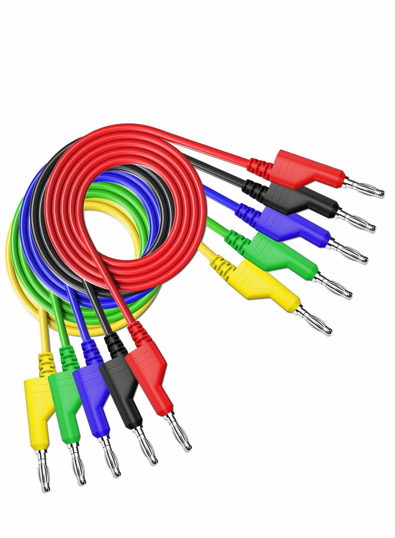 Excefore Double-ended 4mm Banana Plug Test Leads Stackable Copper Pulg Soft Cables for Laboratory Multimeter Electric Testing  5PCS - Image 1