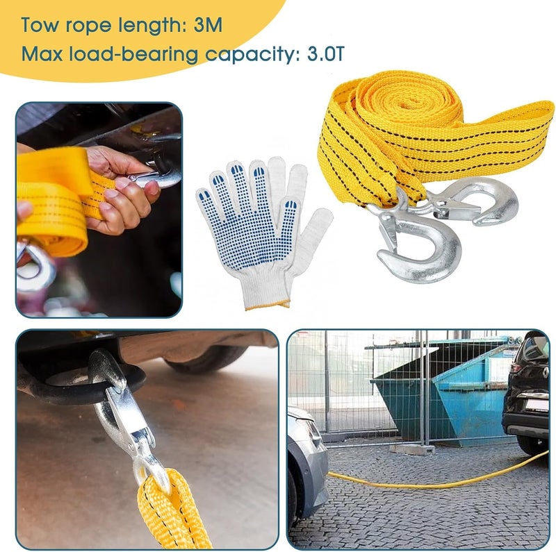 MEETOZ Car Emergency Breakdown Safety Kit 10-in-1 Vehicle Europe Roadside Assistance Travel Kit with Jump Leads,Tow Rope,Warning Triangle,Hi-Vis Vest,Emergency Hammer etc - Image 4