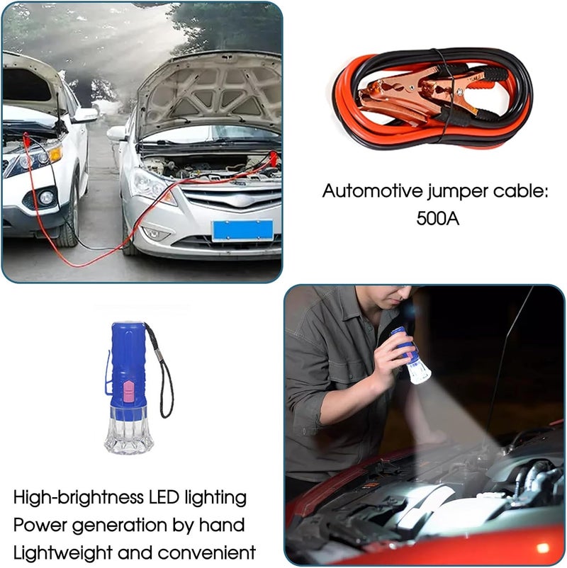 MEETOZ Car Emergency Breakdown Safety Kit 10-in-1 Vehicle Europe Roadside Assistance Travel Kit with Jump Leads,Tow Rope,Warning Triangle,Hi-Vis Vest,Emergency Hammer etc - Image 3