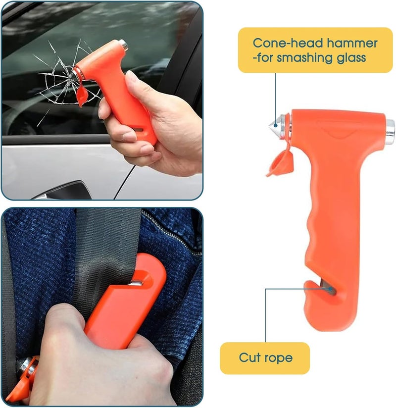 MEETOZ Car Emergency Breakdown Safety Kit 10-in-1 Vehicle Europe Roadside Assistance Travel Kit with Jump Leads,Tow Rope,Warning Triangle,Hi-Vis Vest,Emergency Hammer etc - Image 5