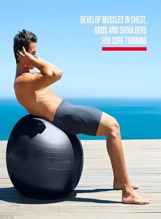 DeoDap Exercise Ball 75 cm - Anti-Burst Rubber Gym Ball with Foot Pump - Non-Slip Swiss Ball for Workout, Pregnancy, Physiotherapy, Balance & Stability Training for Total Body Fitness (Pack of 1) - Image 4