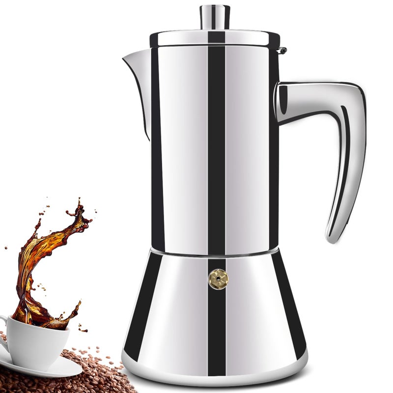 DITOSH 4 Cup Thickened 304 Stainless Steel Moka Pot Stovetop Espresso Maker Cafeteras Italian Percolator Espress Makers Capable Greca Mocha Coffee Machine for Induction Home and Camping 200ml 6.6oz - Image 1