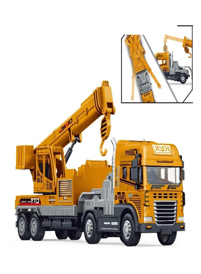 DUWOL Truck Toys Crane Toy Diecast Truck for Kids with Friction, Lights and Sounds Alloy Construction Vehicle Toy, Yellow - Image 4