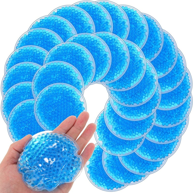 Woanger حزمة ووأنجر 30 قطعة من أكياس الثلج القابلة لإعادة الاستخدام، أكياس ثلج صغيرة دائرية لتخفيف آلام الوجه، الأسنان العقلية، عيون متعبة، دوائر داكنة، لون أزرق - Image 1