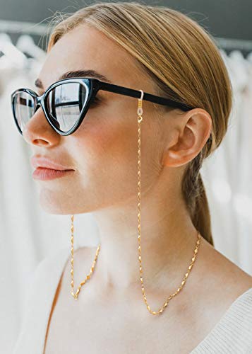PEARLADA 18K Gold Rhombus Eyeglass Chain for Women Dainty Glasses Chain Eyewear Strap Holder Trendy Diamond Shape Mask Chain Jewelry - Image 2