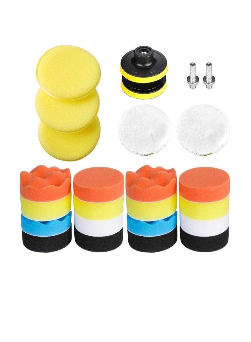 Y&D Polishing Pads, Sponge woolen Buffing Pads with M10 Adaptor for Car Buffers Polishers Waxing Sealing Glaze（25Pcs）Drill Adapter Polisher  - Image 1