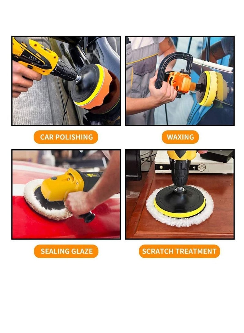 Y&D Polishing Pads, Sponge woolen Buffing Pads with M10 Adaptor for Car Buffers Polishers Waxing Sealing Glaze（25Pcs）Drill Adapter Polisher  - Image 4