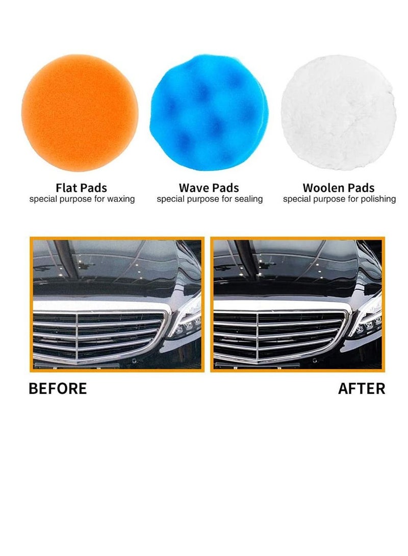 Y&D Polishing Pads, Sponge woolen Buffing Pads with M10 Adaptor for Car Buffers Polishers Waxing Sealing Glaze（25Pcs）Drill Adapter Polisher  - Image 3