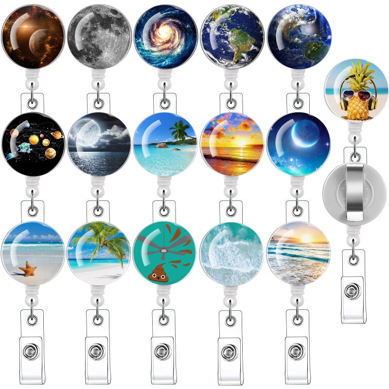 SYNLIN 16pcs Badge Reels Retractable Badge Holders,Id Badge Holders Retractable with Clip,Cute Badge Reel for Men,Women,Girls 08 - Image 1