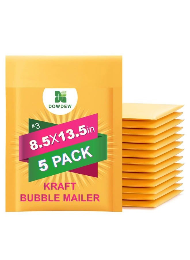 DowDew Kraft Bubble Mailers [5 Pack] Mailing Packing Envelopes #3 (8.5" x 13.5") - Image 1