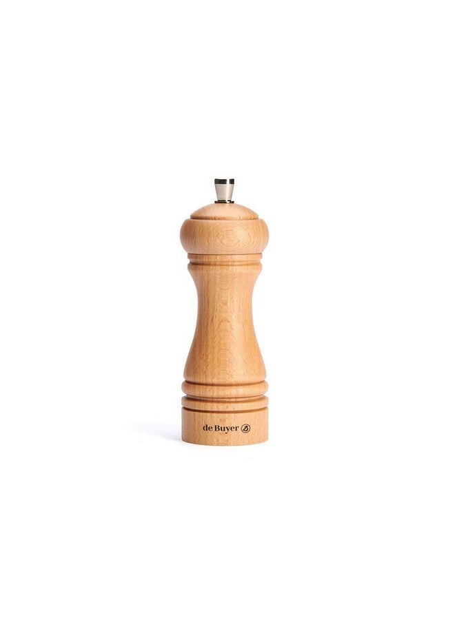 De Buyer Java Pepper Mill Natural 5.5” Stainless Steel & Beechwood Includes Knob To Adjust Grind Size Corrosion Resistant Made In France