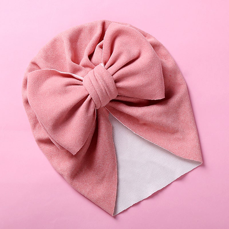 Generic Double Bow Cashmere-like Kids Cap 10 medium pink