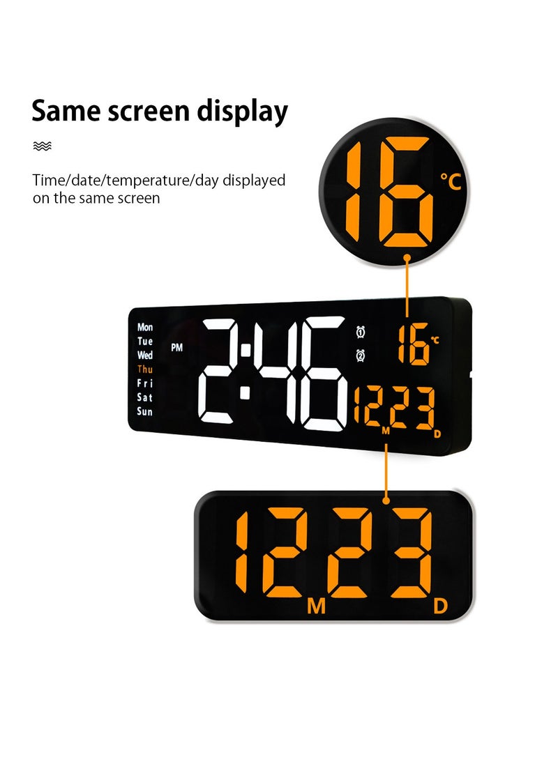 Digital Wall Clock Large Display, 16.2 Inch Large Wall Clocks, Modern LED Digital Clock with Remote Control for Living Room Decor