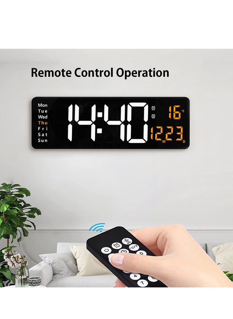 Digital Wall Clock Large Display, 16.2 Inch Large Wall Clocks, Modern LED Digital Clock with Remote Control for Living Room Decor