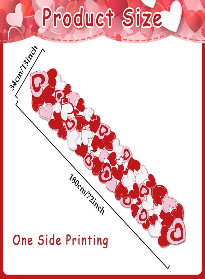 Lonfliness Valentine Table Runner Love Heart Pink Red Heart Valentines Table Runner Cover Kitchen Dining Decor for Wedding Engagement Anniversary Home Party Holiday Decor 72x 14In - Image 2