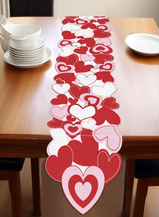 Lonfliness Valentine Table Runner Love Heart Pink Red Heart Valentines Table Runner Cover Kitchen Dining Decor for Wedding Engagement Anniversary Home Party Holiday Decor 72x 14In - Image 5