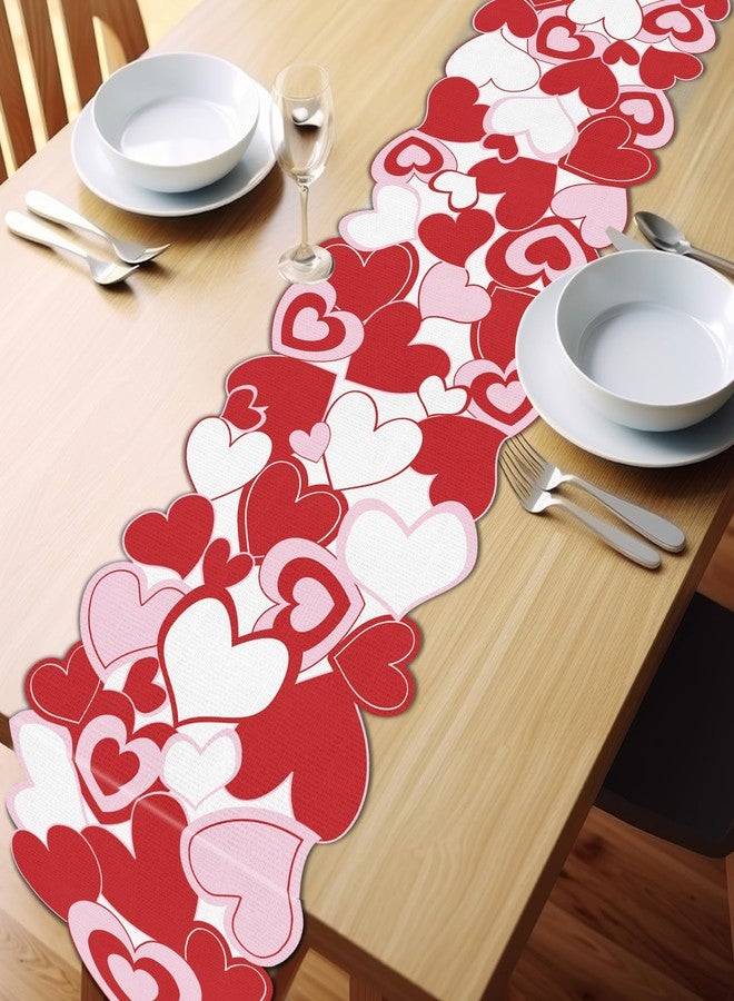 Lonfliness Valentine Table Runner Love Heart Pink Red Heart Valentines Table Runner Cover Kitchen Dining Decor for Wedding Engagement Anniversary Home Party Holiday Decor 72x 14In - Image 4