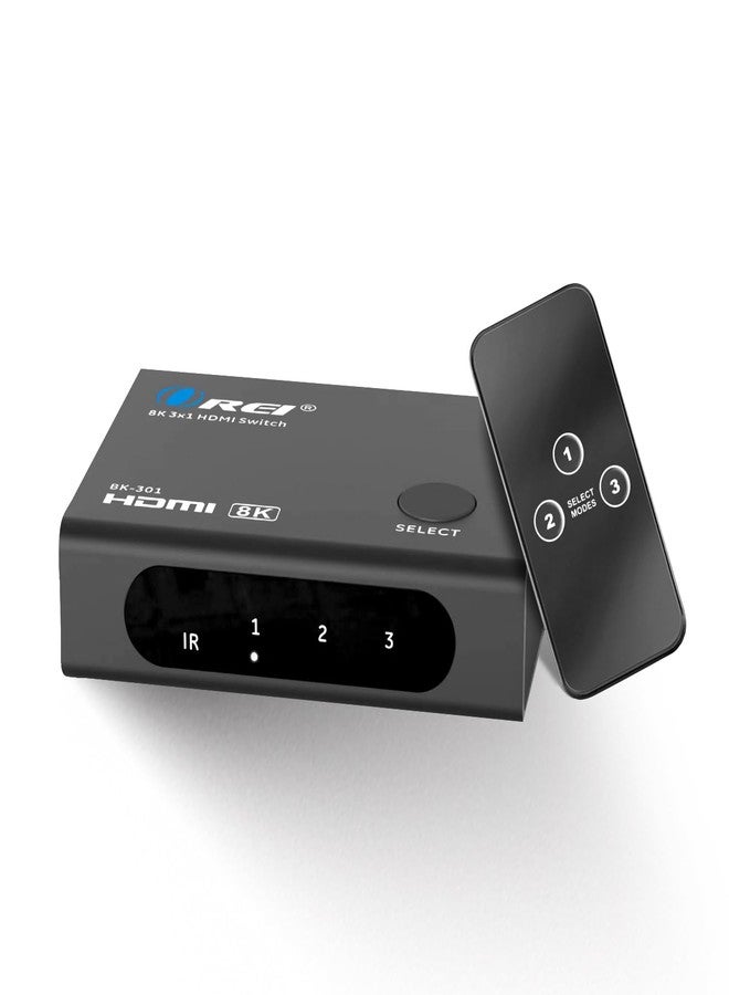 OREI 4K@120hz 3x1 HDMI Switch 8K by OREI - Remote Control HDMI Selector 48Gbps High Resolution Switch Between 3 Inputs Prefect for Gaming, PS5, Xbox, HDR10, Dolby Vision (BK-301) - Image 1