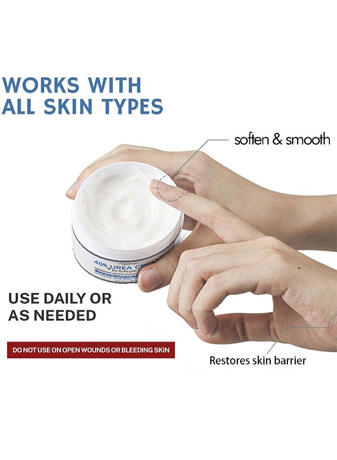 YURHERSU 40٪ كريم اليوريا + 2٪ حمض الساليسيليك ، كريم مزيل اليدين لإزالة الكالو كريم القدمين للقدمين الجافة المتشققة واليدين والكعب والمرفقين والأظافر والركبتين ، يرطب وينعم البشرة بشكل مكثف ، يقشر البشرة الميتة - 50 جم - Image 3