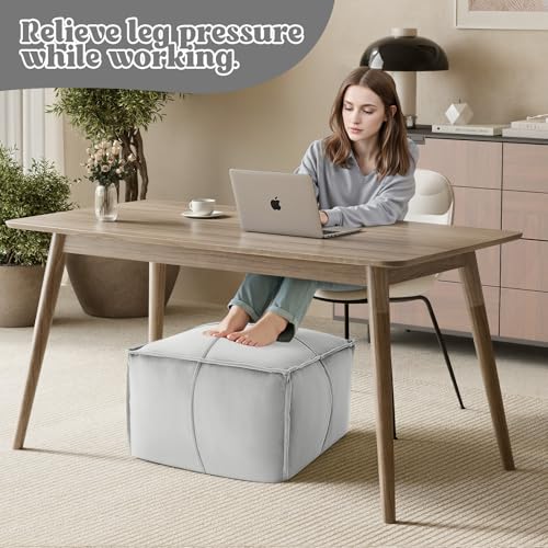 MeMoreCool Stuffed Round Pouf Ottoman Foot Rest, Floor Pouf Foot Stool with Soft Foam Chunk Filling, Small Round Ottoman Footstool Circle Footrest for Living Room - Image 4