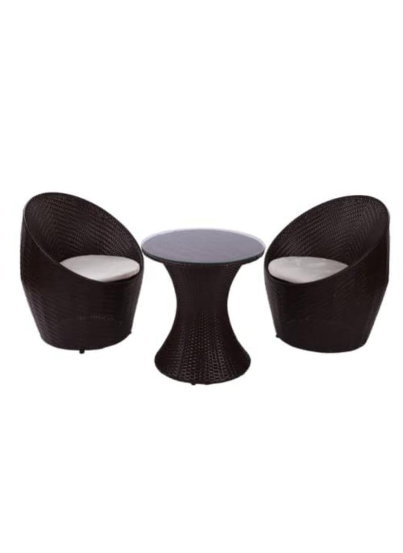 ANAND INDIA GROUPS ANAND INDIA GROUPS Apple 2 Chair 1 Table Patio Set with Cushion for IndoorOutdoor Garden Balcony Living Room Tea Coffee Furniture for Home Dcor Standard dark Brown white 2 Chair 1 Table 