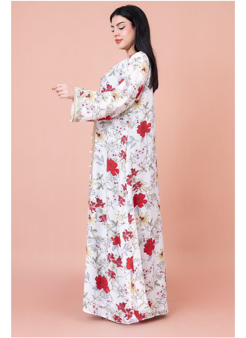 IKKXA Modern Embroidered Printed Jalabiya  - Image 3