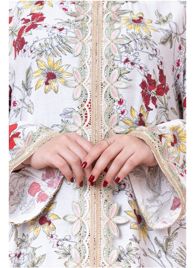 IKKXA Modern Embroidered Printed Jalabiya  - Image 4