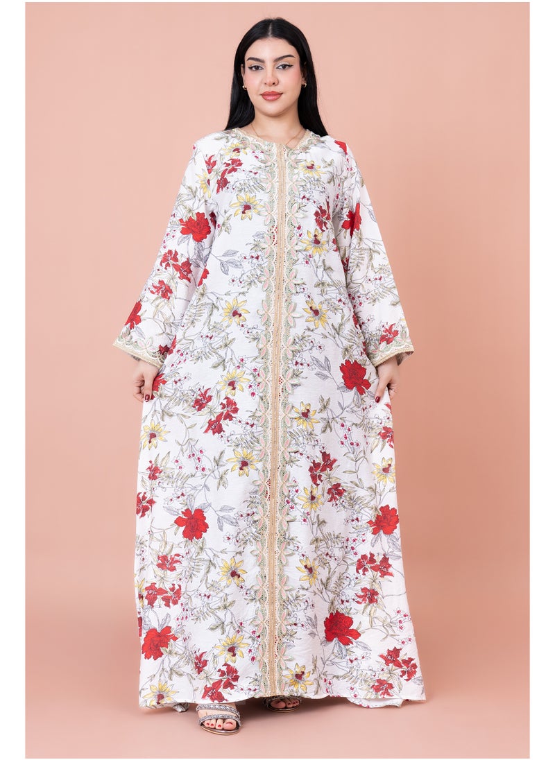 IKKXA Modern Embroidered Printed Jalabiya  - Image 1