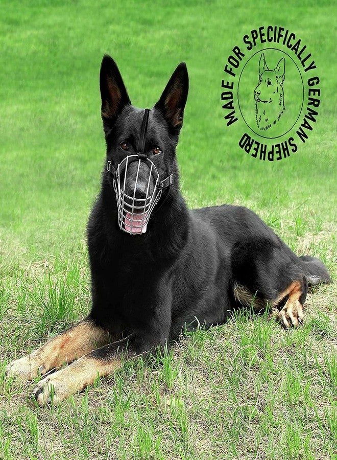 D&C PAWS Dog Stainless Steel Mouth Cover Muzzle/Bite Guard with Adjustable Leather Strap Muzzle Ideal for Stopping Biting, Barking Dogs and Puppies (Black, Large) - Image 4