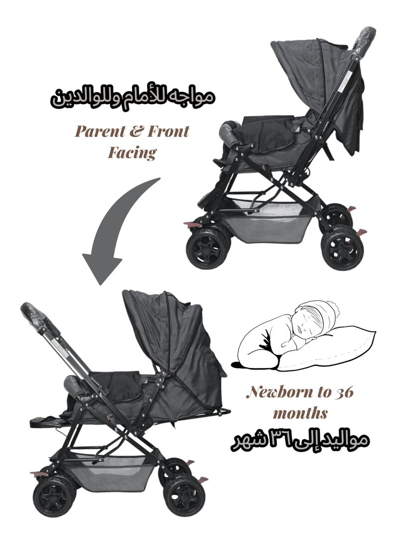 BABYCARA Baby Stroller Pram 0-3 Years Reversible Handle Light Weight Canopy - Image 4