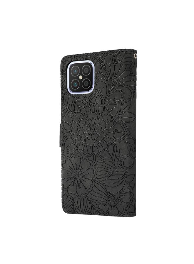 اس-توب جراب لهاتف Huawei nova 8 SE مصنوع من الجلد المنقوش بنقشة عباد الشمس مع حامل وفتحات للبطاقات ومحفظة وحبل تثبيت - Image 3