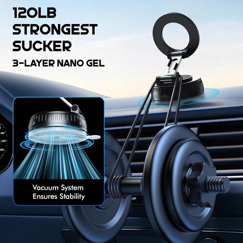 Ktryman Vacuum & Magnetic Car Phone Holder for MagSafe 【Upgraded 120+ LBS】 360° Adjustable Cell Phone Holders for Your Car, Car Phone Mount Accessories for iPhone 17 Pro Max 16 15 14 13 12 Air Plus - Image 3