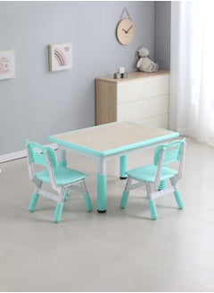 JSAITOYS 3-Piece Kids Tables And Chairs Set Children Study Desk Dining Table Height Adjustable Painting Desktop Toddler Furniture  - Image 1