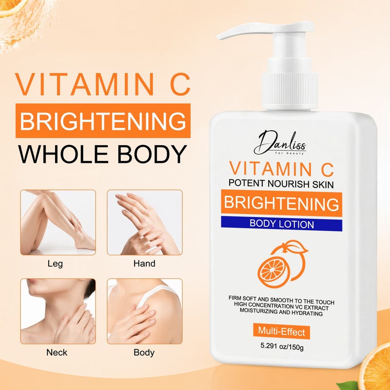 Danliss High Concentration Vitamin C Brightening Body Lotion 150g - Firming, Smoothing, Moisturizing, and Brightening Body Lotion - Image 2