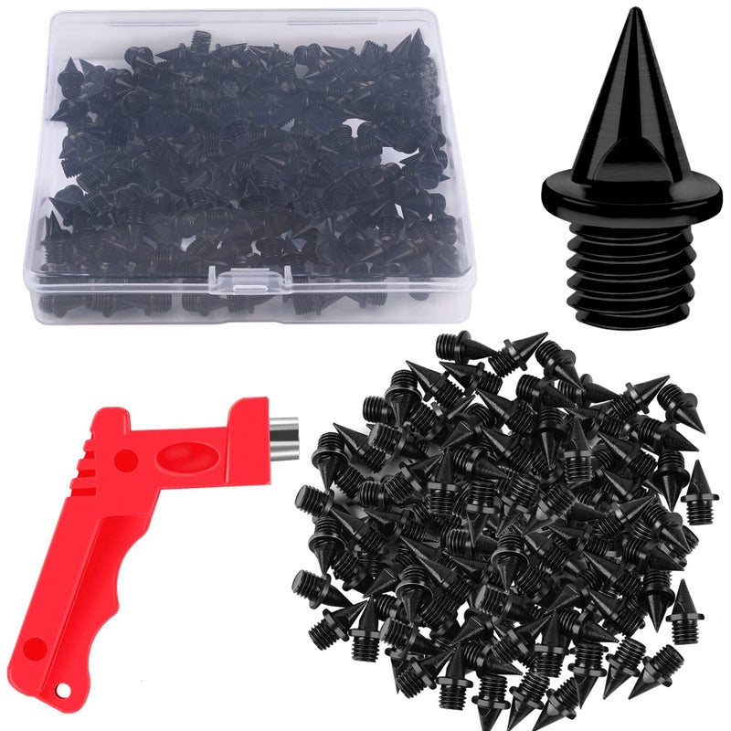 JULMELON 120PCS 1/4inch Black Stainless Steel Track and Cross Country Spikes Golf Shoe Spikes with Spike Wrench, Replacement Spikes for Sprint Sports Short Running Track Shoes - Image 1