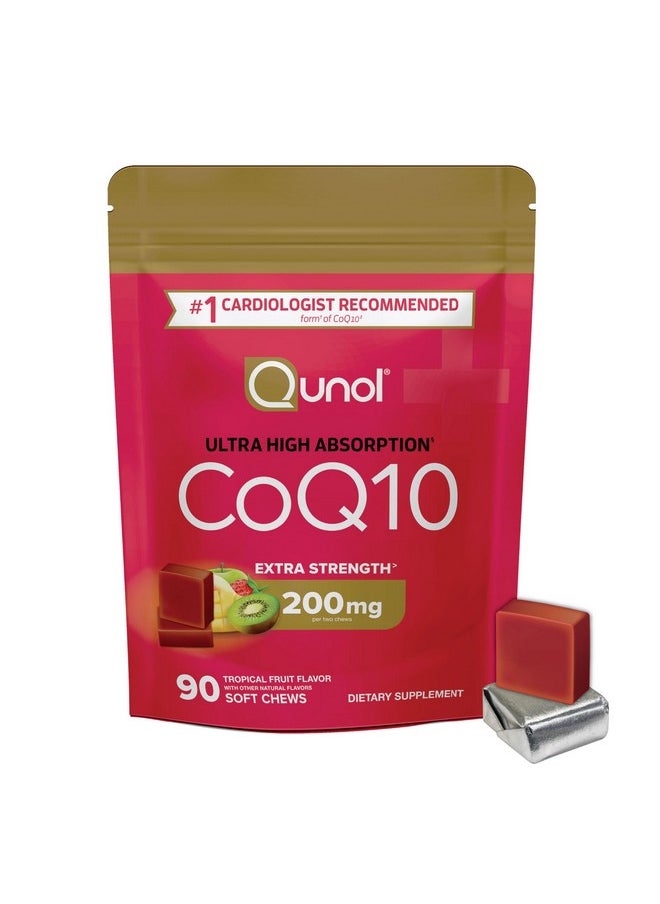 Qunol Qunol CoQ10 200mg Soft Chews, Extra Strength & Ultra High Absorption Coenzyme Q10 Supplement, #1 Cardiologist Recommended Supplement for Heart Health, 90 Count  - Image 1