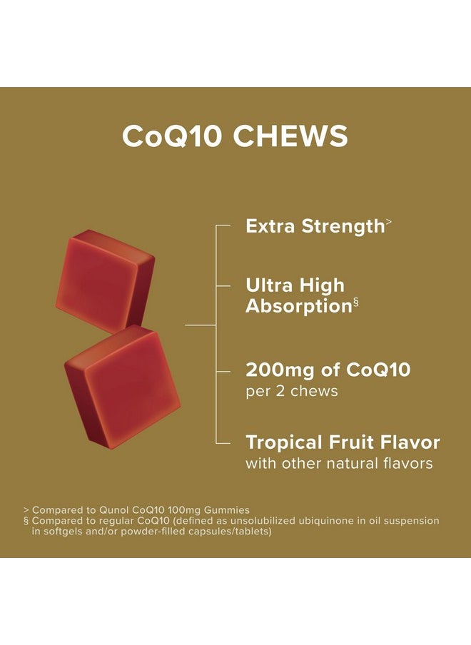 Qunol Qunol CoQ10 200mg Soft Chews, Extra Strength & Ultra High Absorption Coenzyme Q10 Supplement, #1 Cardiologist Recommended Supplement for Heart Health, 90 Count  - Image 2