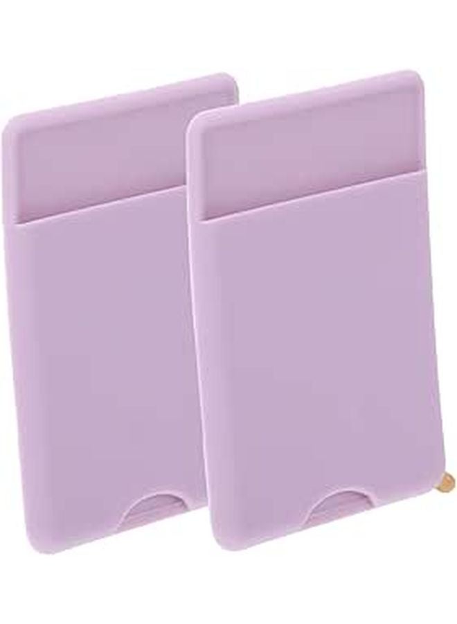 Silicone Phone Wallet Sleeve Adhesive Card Holder for Credit Cards ID Soft Comfortable Design Purple - Image 1