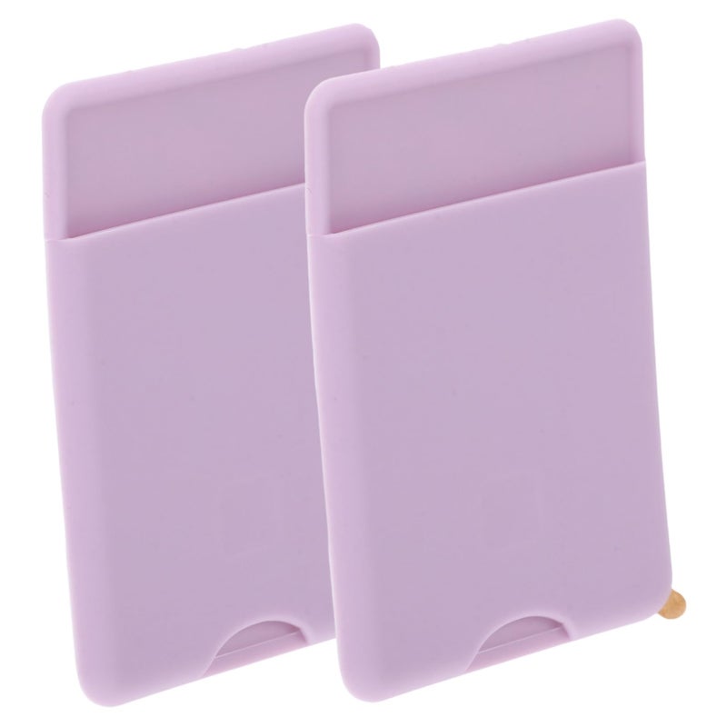 Silicone Phone Wallet Sleeve Adhesive Card Holder for Credit Cards ID Soft Comfortable Design Purple - Image 2