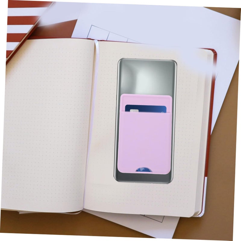 Silicone Phone Wallet Sleeve Adhesive Card Holder for Credit Cards ID Soft Comfortable Design Purple - Image 5