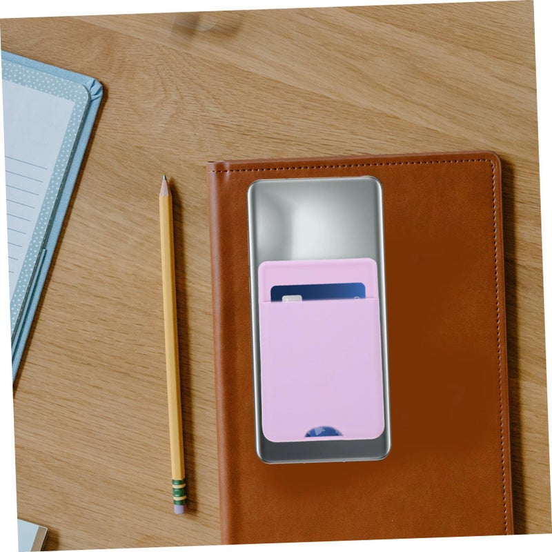 Silicone Phone Wallet Sleeve Adhesive Card Holder for Credit Cards ID Soft Comfortable Design Purple - Image 3