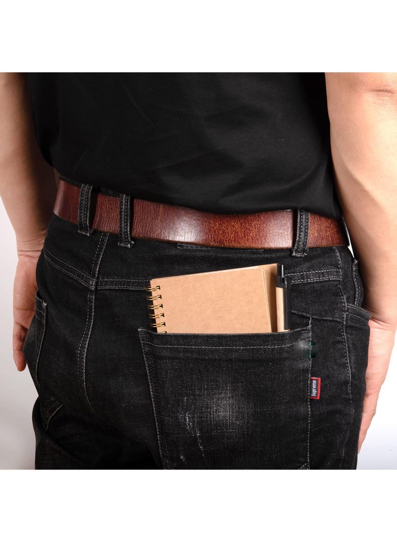 Sweet seven 4-Pack Spiral Notebook Steno Pads with Pen Holder and Accessories - Lined Notepad, Sticky Notes, Page Marker Tabs - Small Pocket Notebooks with Kraft Paper Cover - Image 4