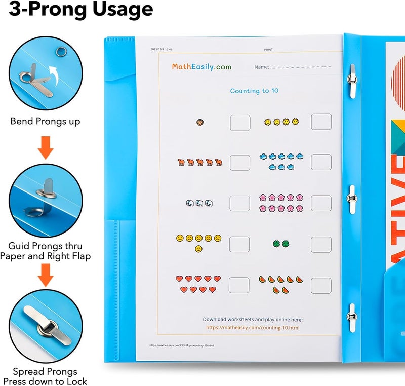 BAOFALI 12 Pack A4 Pocket Plastic Folder 2 Pockets and 3 Prongs 2 Card Slots, Durable, Tear-Resistant Heavy Duty Pocket Folders with Prongs, Colored Prong Folders for Schoolwork & Officer - Image 4