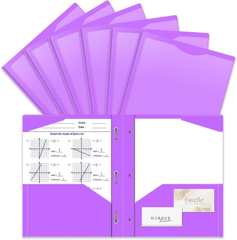BAOFALI 12 Pack A4 Pocket Plastic Folder 2 Pockets and 3 Prongs 2 Card Slots, Durable, Tear-Resistant Heavy Duty Pocket Folders with Prongs, Colored Prong Folders for Schoolwork & Officer - Image 1