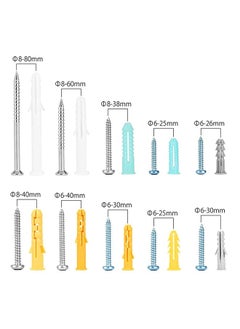 MVAQKLM  Self Tapping Screws and Ribbed Anchors Assortment Screws Kit, 200PCs Screws and Wall Plugs Set Screws Assortment Plastic Self Drilling Drywall Anchors Set for Hollow Wall Hanging or Blinds  - Image 5