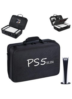 TYCOM PS5 SLIM Travel Storage Bag for Ps5 Slim Shockproof Hard Shell Bag Luxury Waterproof Shoulder Bag for Playstation 5 Slim Console & Accessories Storage Organizer Double Black  - Image 1